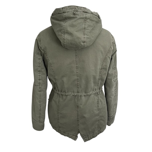 Sebby Juniors Medium Jacket Olive Green Full Zip Hood Faux Fur Pockets - Picture 4 of 16
